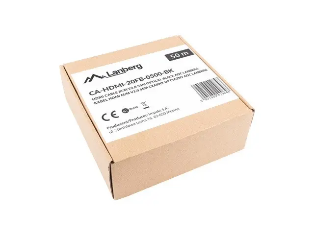 Kabeļi un vadi + Lanberg + CA-HDMI-20FB-0500-BK