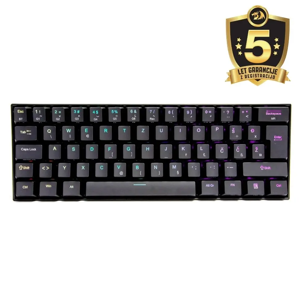 Tastaturer og mus | Tastaturer til datamaskiner - REDRAGON K530 DRACONIC RGB KLAWIATURA MECHANICZNA UKŁAD SLO/CRO BRĄZOWE PRZEŁĄCZNIKI