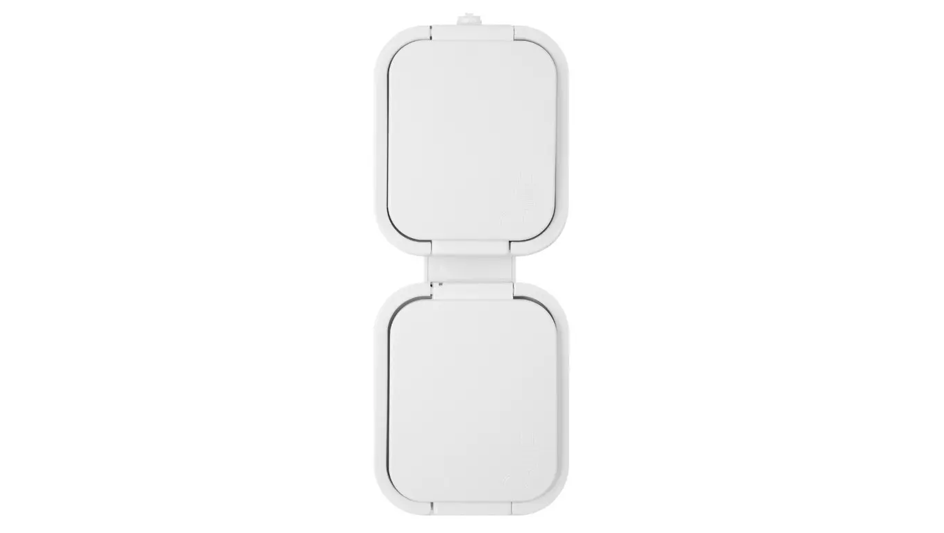 Elektronikk | Plugger, stikkontakter, adaptere - B2 Podwójne gniazdo 2P+Z Rainproof Flip Czarny Kolor IP54 Pionowy Biały 00060278
