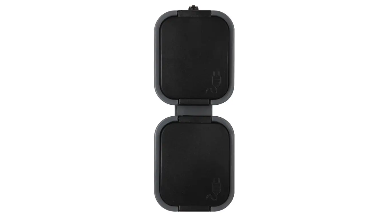 Elektronikk | Plugger, stikkontakter, adaptere - B2 Podwójne gniazdo 2P+Z Rainproof Flip Czarny Kolor IP54 Pionowy Szary/Czarny 00060278