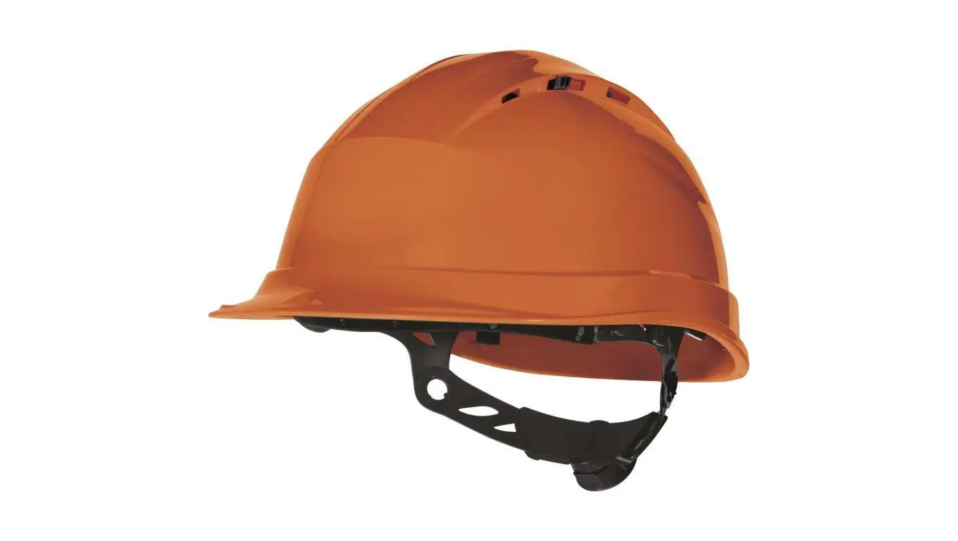 Værktøj | BHP - Delta Plus Hełm ochronny budowlany wentylowany z polipropylenu obwód głowy od 53 do 63 cm pomarańczowy rozmiar REGULOWANY TETE QUARUP4OR