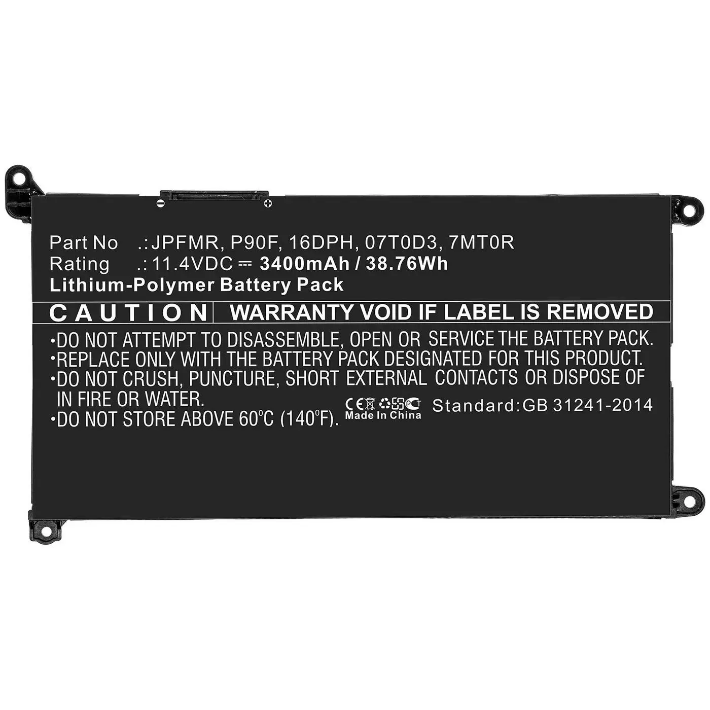 Batterier til bærbare computere + CoreParts + Laptop Battery for DELL
