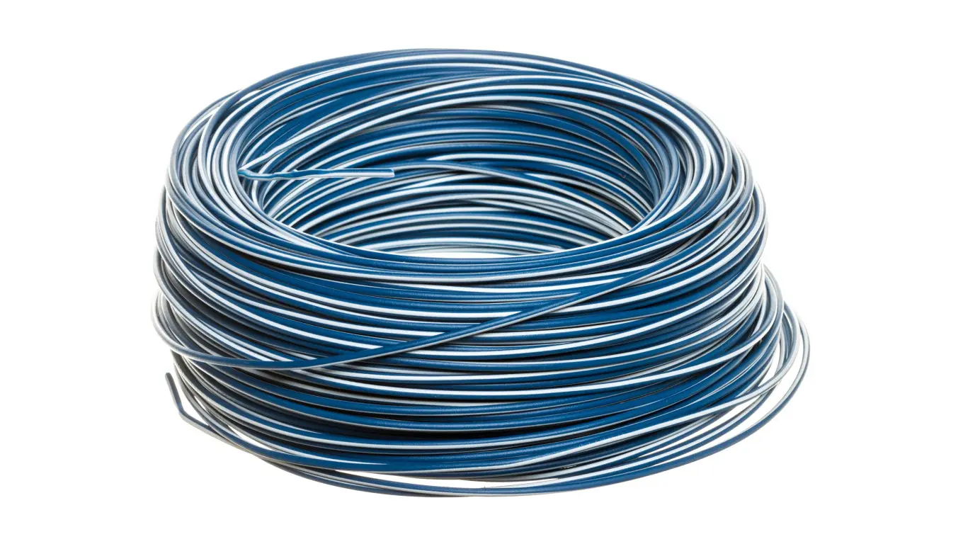 Dispositivi di rete | Cavi per telecomunicazioni - Kabel instalacyjny H05V-K 1 granatowy z białym paskiem 4510923 /100m/