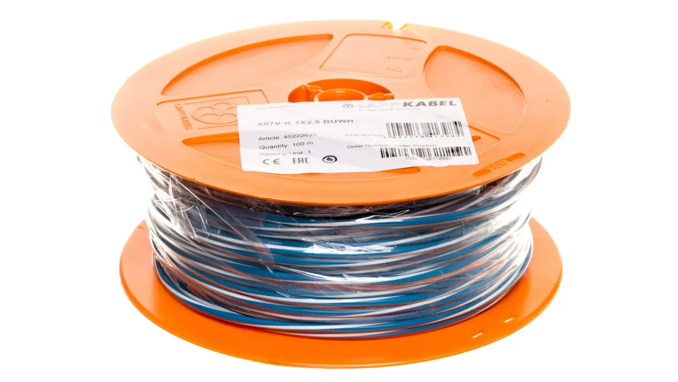 Dispositivi di rete | Cavi per telecomunicazioni - Kabel instalacyjny X07V-K 2,5 niebieski/biały 4522262S /100m/