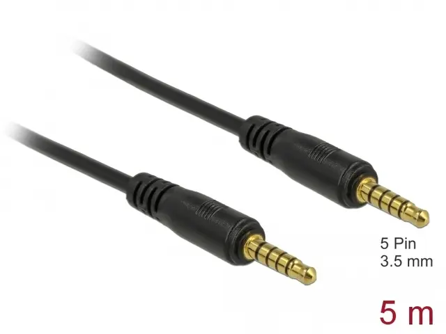 Monitors | AV Cables - 3.5 mm 5 pin jack cable (plug) >3.5 mm 5 pin (plug) (black, 5 meters)