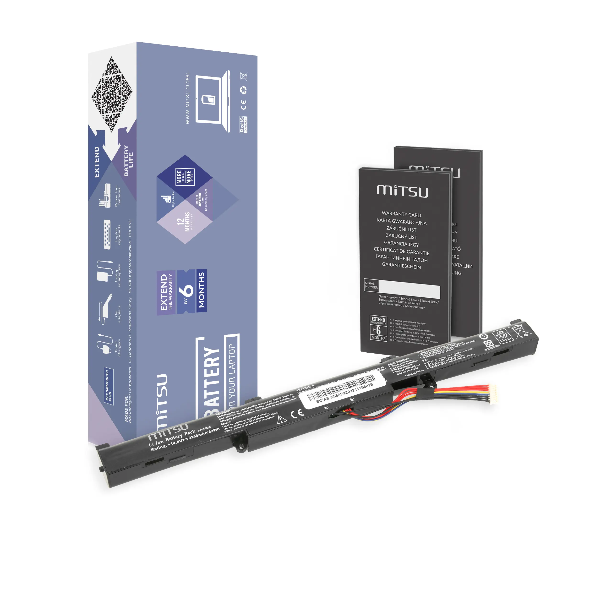 Batterier til bærbare datamaskiner + Mitsu + BC/AS-X550E