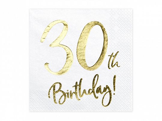 Cookware & Kitchen Accessories | Kitchen accessories - Napkins 30th Birthday, white, 33x33cm (1 pc./20 pcs.)