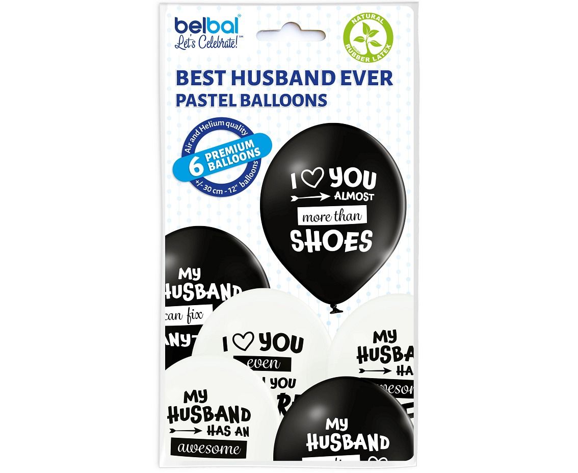 Kaunistused | Peo aksessuaarid - Balon gumowy Godan Best Husband Ever 6 szt. czarny 300mm 12cal (BRN 5000651)
