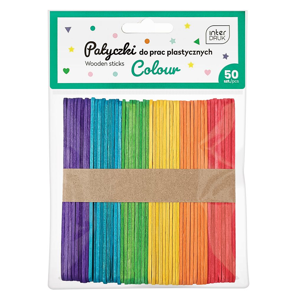 Koolitarbed | DIY tarvikud - Kolorowe patyczki do prac plastyczny 113x10mm 50szt Interdruk