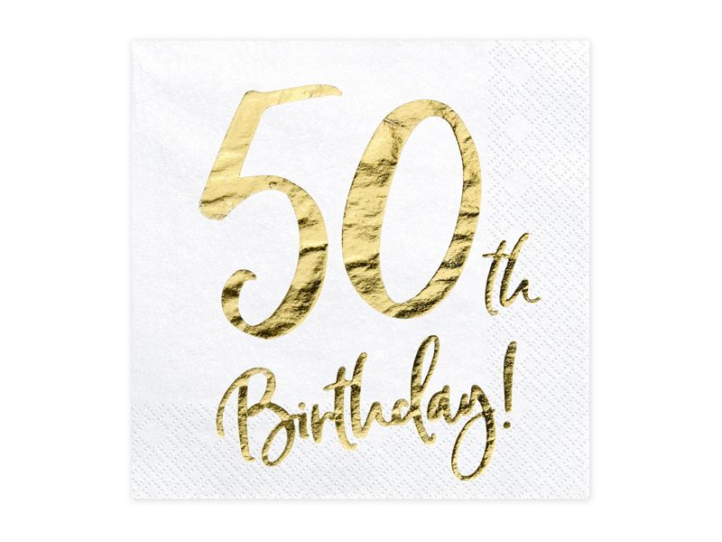 Cookware & Kitchen Accessories | Kitchen accessories - Napkins 50th Birthday, white, 33x33cm (1 pc./20 pcs.)