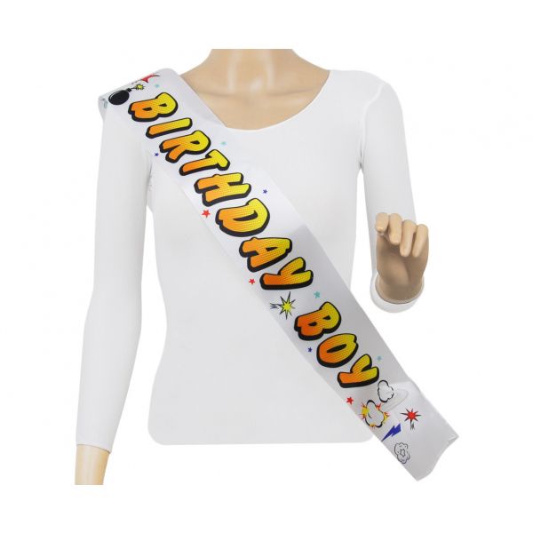 Kaunistused | Peo aksessuaarid - Dekoracja Godan Szarfa urodzinowa Birthday Boy Bohater, rozm. 10 x 150 cm (PF-SZBB)