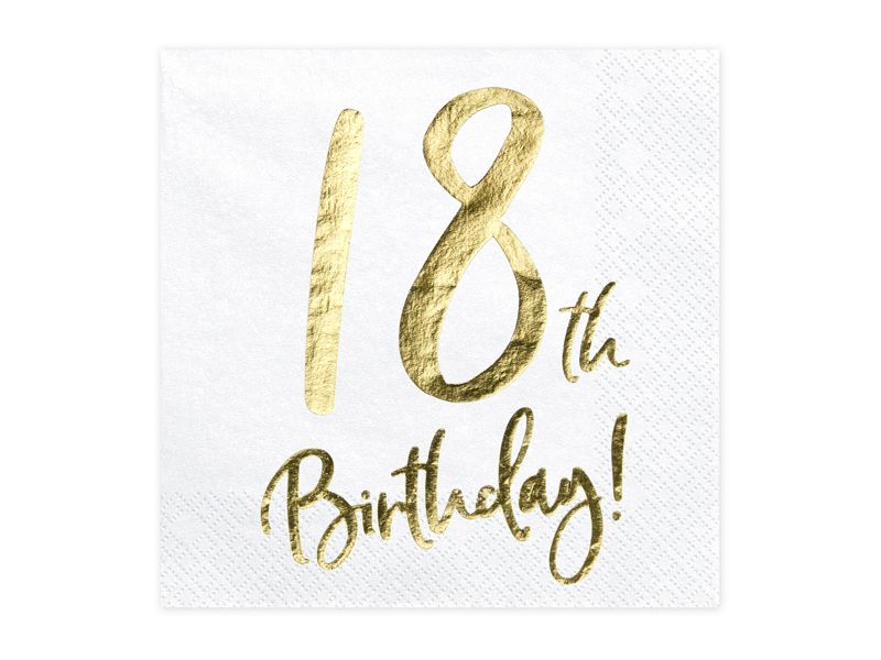 Cookware & Kitchen Accessories | Kitchen accessories - Napkins 18th Birthday, white, 33x33cm (1 pct./20 pcs.)