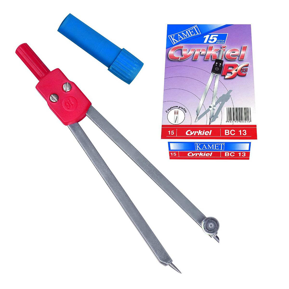 Skolemateriell | Tegneinstrumenter - Cyrkiel Kamet + zapas grafitu BC-13 2 el. (K-1013)
