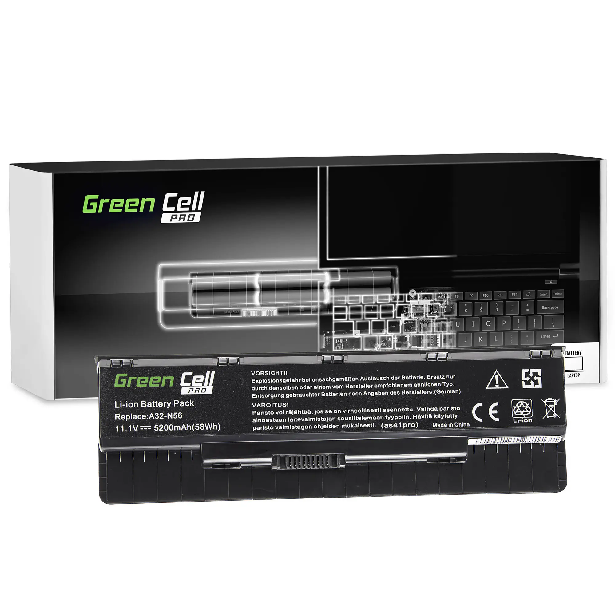 Batterier til bærbare datamaskiner + GREENCELL + AS41PRO