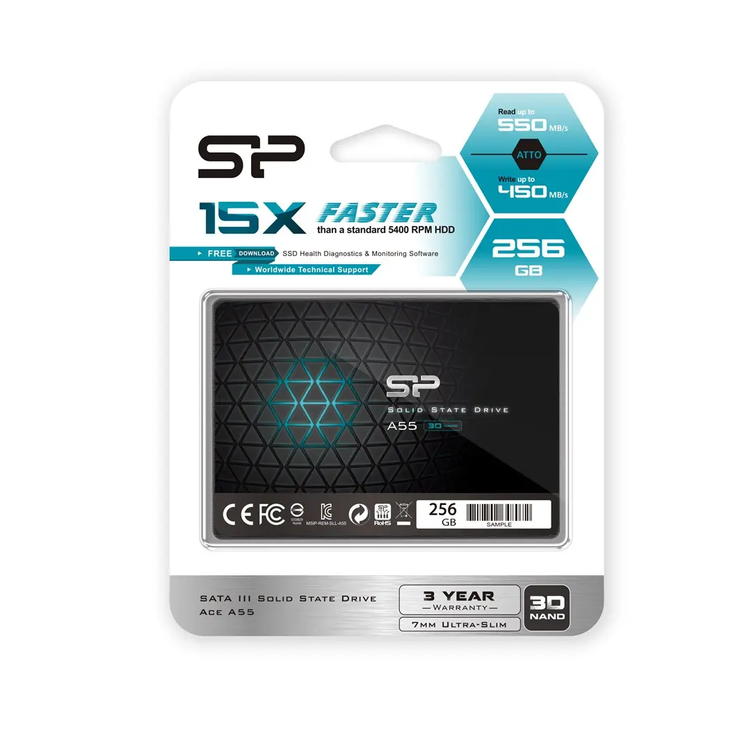 Solid State-schijven + Silicon Power + SP256GBSS3A55S25